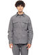 Long Sleeve Denim Overshirt in Wide Line Gray