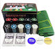 Set 200 Numbered Poker Chips 12gr in Metallic Box with 2 Decks and Felt