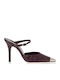 Synthetic Leather Burgundy High Heels with Strap