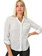 Langärmelig Damen Hemd White Polka Dot