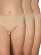 Ψηλόμεσα Γυναικεία String 3Pack χωρίς Ραφές Μπεζ