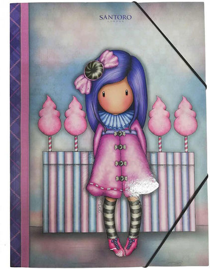Santoro Folder with Rubber Band for Paper A4 Sugar Plum Purple / Pink