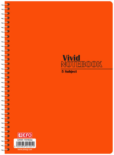 +Efo Τετράδιο Ριγέ Β5 5 Θεμάτων Vivid Πορτοκαλί