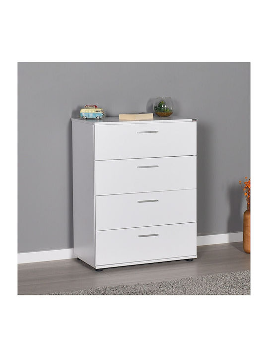 Kommode Schlafzimmer Holz mit 4 Schubladen Weiß 73x44x96cm