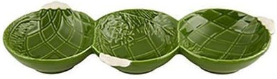 Ornamente de Crăciun Bol cu Trei Secțiuni Ceramică Verde Bordallo Pinheiro 34,5 Cm