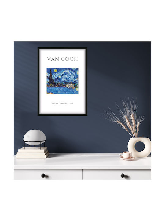 Πόστερ & Κάδρο Van Gogh Starry Night Art003 30x40cm Μαύρο Ξύλινο Κάδρο Πόστερ