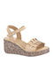 Women's Leather Platform Shoes Beige