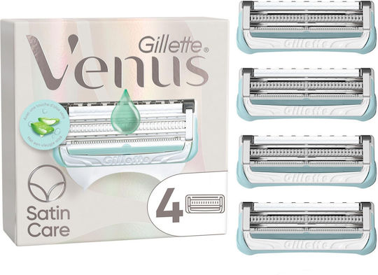 Venus Satin Care Ανταλλακτικές Κεφαλές με 2 Λεπίδες & Λιπαντική Ταινία για Ευαίσθητες Επιδερμίδες 4τμχ