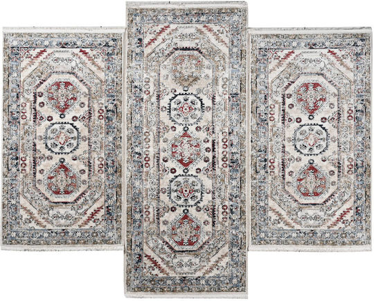 Polcarpet Allegra Valencia Set Modern Covoare pentru dormitor cremă de trandafiri alleval888bedset 3buc