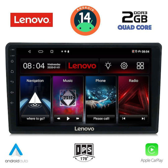 Lenovo Автомобилна Аудио Система (Блутут/USB/AUX/WiFi/GPS/Apple-Carplay/Android-Auto) с Тъчскрийн 10"