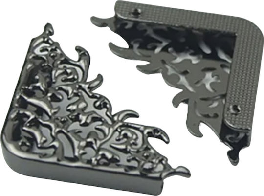 Colțuri Metalice Antice, Negru Metalic, 45mm, Set de 2 Bucăți