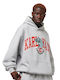 Sweatshirt with Hood Grey Melange, Red, Light Grey