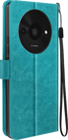 Mayaxess Folio Case Redmi A3 Wrist Strap Protector Multifunction Flap Turquoise