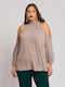 Women's Blouse Off-Shoulder Long Sleeve Beige