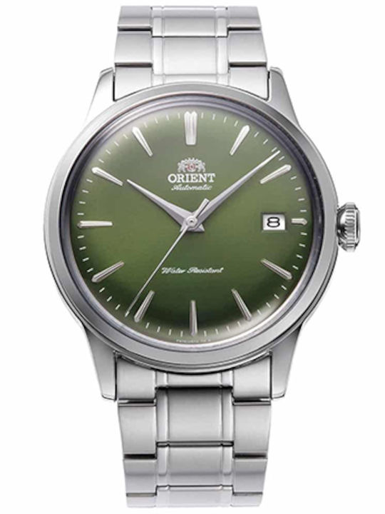 Orient Bambino Ανδρικό Ρολόι 38mm Αυτόματο με Ασημί Μεταλλικό Μπρασελέ