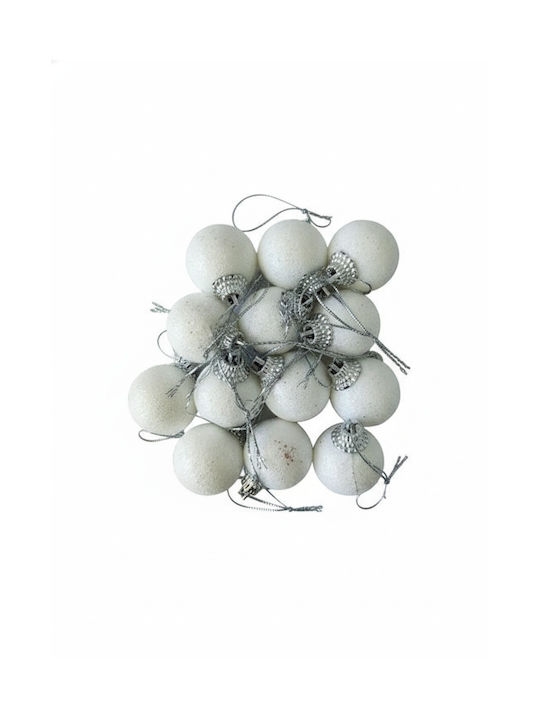 Hängendes Kugel Ornament Ornament Weiß 3cm Set 12Stück