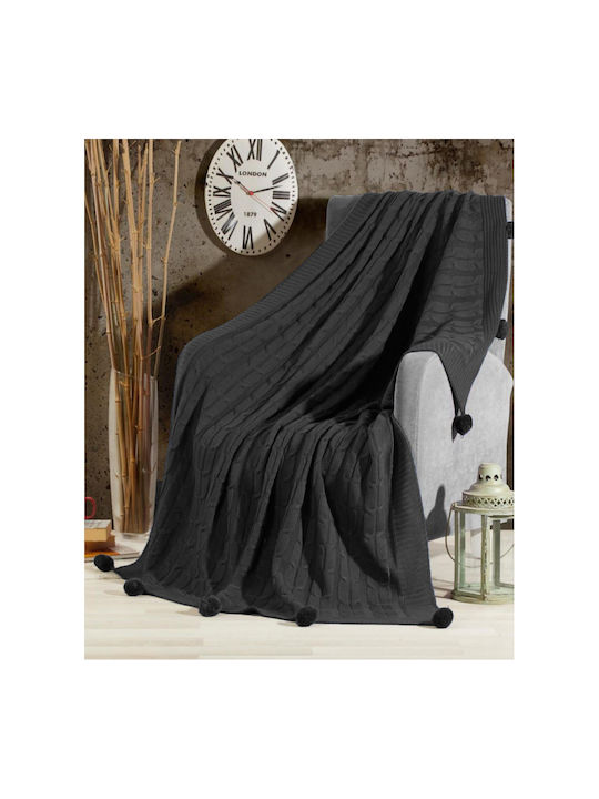 Saray Home Κουβέρτα Πλεκτή Μονή 150x210εκ. Μαύρο 28BLC