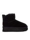 Leder Stiefeletten Damen mit Pelz Schwarz