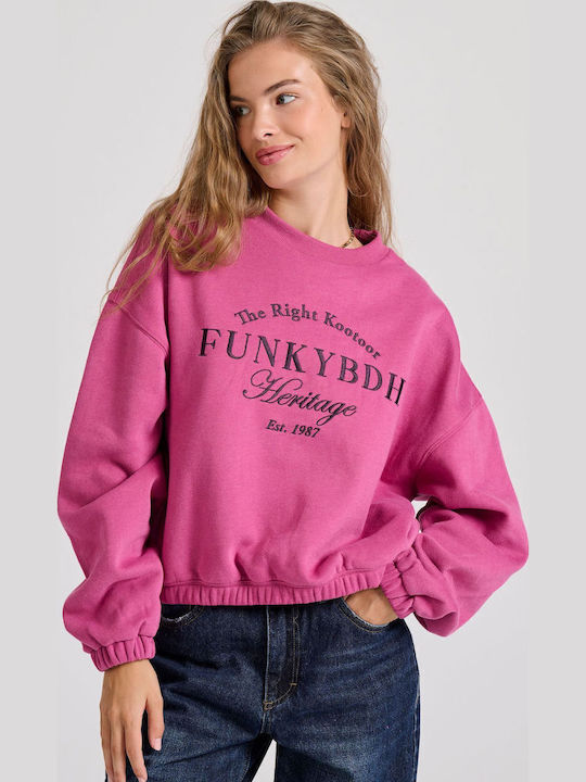 Funky Buddha Μακρύ Γυναικείο Φούτερ Ροζ