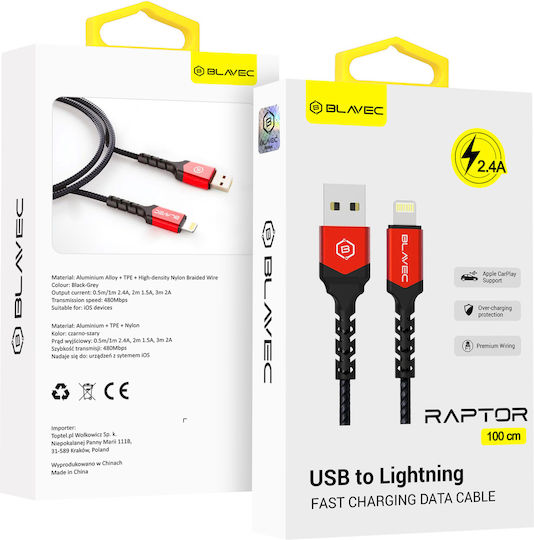 Blavec Braided USB-A to Lightning Cable Black 1m