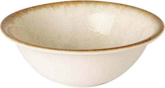 By Bone Serving Bowl Round made of Porcelain Yellow with Diameter 18cm 12pcs