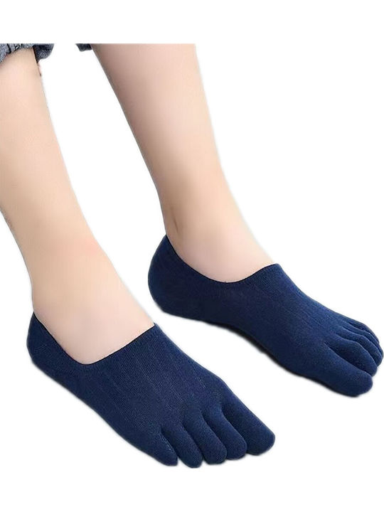 Axid Βαμβακερή Αόρατη Κάλτσα Δάχτυλα Toe Socks Μονόχρωμη Μπλε