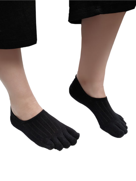 Axid Βαμβακερή Αόρατη Κάλτσα Δάχτυλα Toe Socks Μονόχρωμη Μαυρο