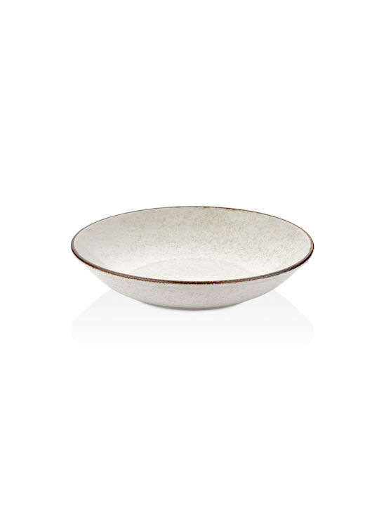 By Bone Effect Plate Soup made of Porcelain White with Diameter 21cm 6pcs