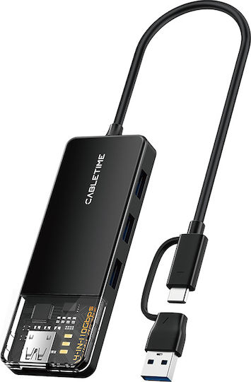 Cabletime USB-Hub Mit 4 Anschlüssen USB 3.2 Mit USB-A / USB-C