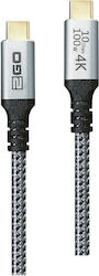 2GO 2GO USB 2.0 Cable USB-C Male - USB-C 100W PD Silver 1.2m 2GO 2GO USB 2.0 Cable USB-C Male - USB-C 100W PD Silver 1.2m