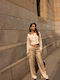 Women's Fabric Trousers Regular Fit Gold