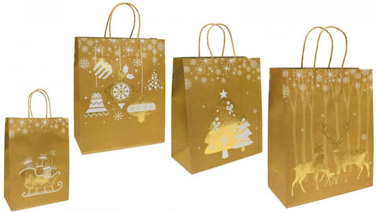 Natural Christmas Bags with Twisted Handle 25cm X 33cm X 12cm 12 Pieces