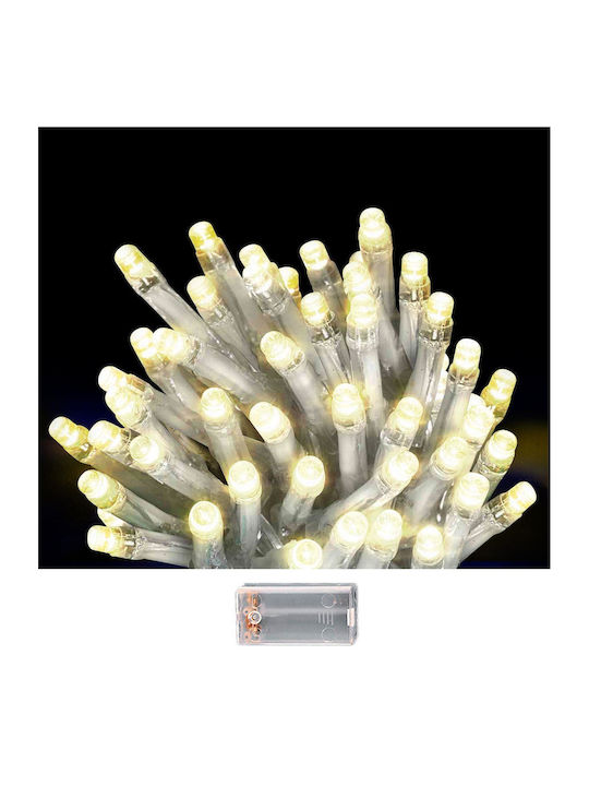 50 Λαμπάκια LED 5.2μ. Λευκά Μπαταρίας σε Σειρά