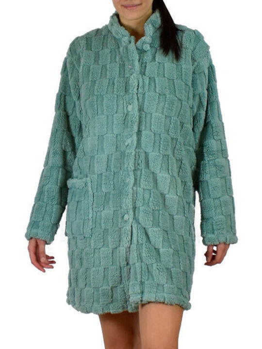 Koyote Χειμερινή Γυναικεία Fleece Ρόμπα Πράσινη