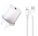 XO Charger GaN with USB-A Port and Cable Lightning 18W Quick Charge 3.0 Whites (L103 UK)
