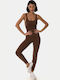 Fitted Jumpsuit with Wide Straps Brown Brown