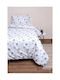 Viopros Semi Double Sheet Set with Elastic Band Cotton Seirios White 120x200cm 3 Pieces