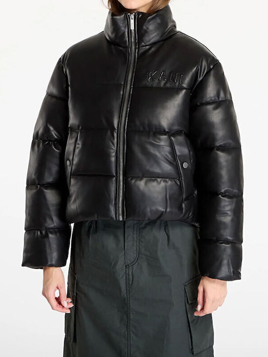 Κοντό Γυναικείο Puffer Μπουφάν για Χειμώνα Black