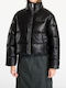 Κοντό Γυναικείο Puffer Μπουφάν για Χειμώνα Black