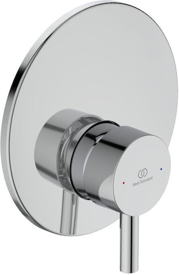 Baterie Ideal Standard Ceraline A6940 Mixer de Duș Îngropat 47 mm Închidere Ceramică cu Click Mâner Metalic Indicator Apă Caldă Rece