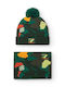 Kids Beanie Set with Scarf Knitted Green