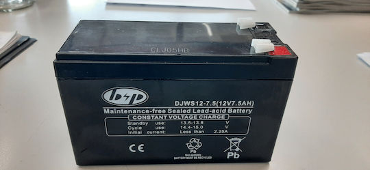 B&P UPS Battery with Capacity 5Ah and Voltage 12V DJW12-7.5L 1pcs