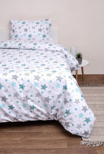 Viopros Set Baby Duvet Cover with Pillowcase Seirios White 120x160cm