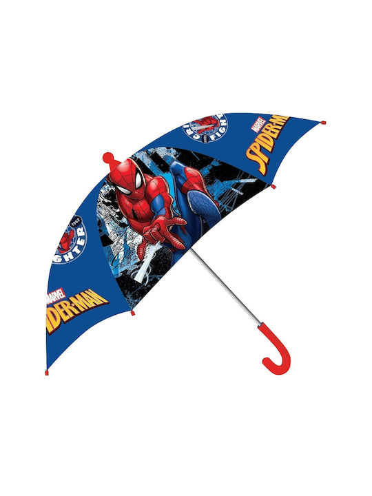 Spiderman Kids Curved Handle Umbrella Blue