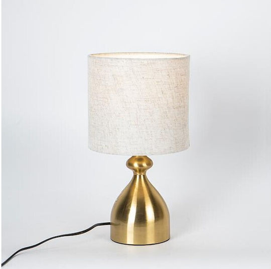 Metal Table Lamp for Socket E27 with White Shade and Gold Base