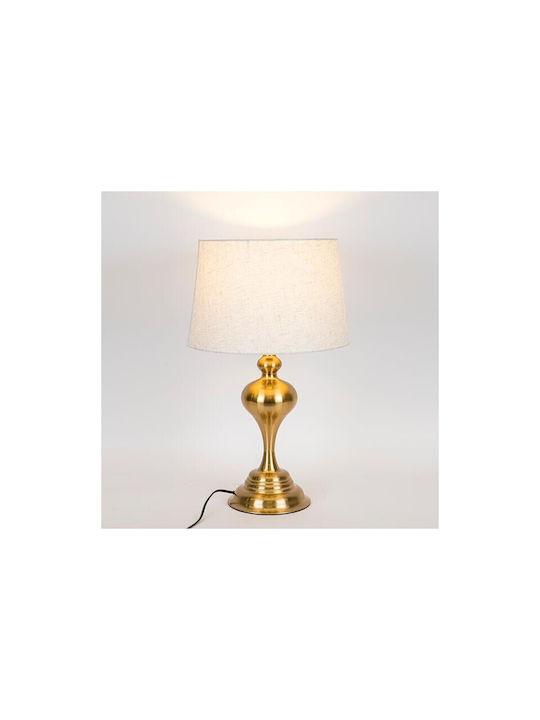 Metal Table Lamp with Beige Shade and Gold Base