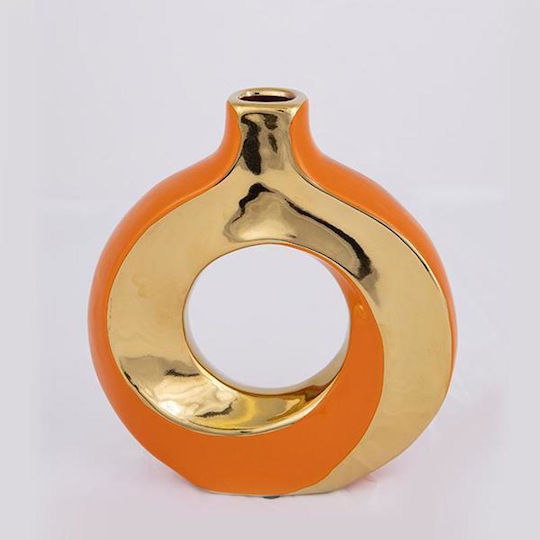 Set of Ceramic Vases Orange Dimensions 17.5x19cm 2 Pieces