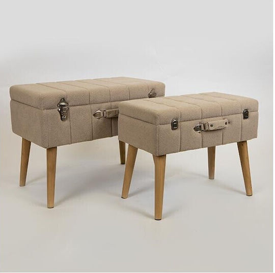 Set aus 2 gepolsterten Samt-Bankhockern in Beige 62 × 36 × 48 cm