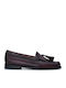 Leather Women's Loafers in Burgundy Color