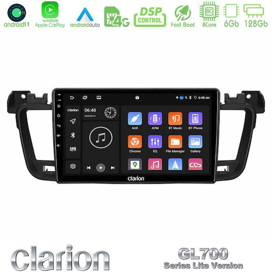 Clarion Ηχοσύστημα Αυτοκινήτου για Peugeot 508 2010-2018 (Bluetooth/USB/WiFi/GPS/Apple-Carplay/Android-Auto) με Οθόνη Αφής 9"